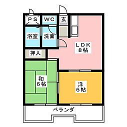カサ松下 2LDKの間取図画像