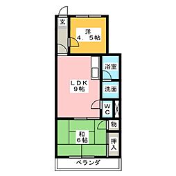山嵜ビル 2LDKの間取図画像