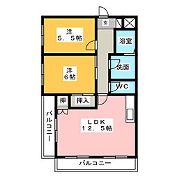 マンションドリーム 2LDKの間取図画像