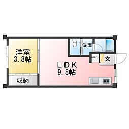 名幸マンションビル 1LDKの間取図画像