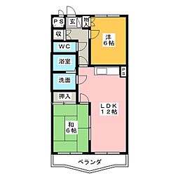 プレステイジ清水 2LDKの間取図画像