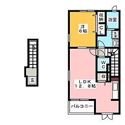 カーサセレノ 1LDKの間取図画像