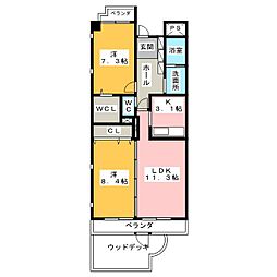 ディアルタクラッセ 2LDKの間取図画像