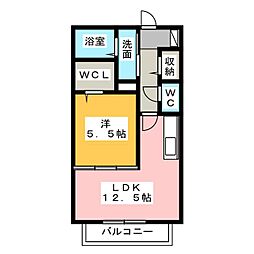 メゾン・ヴェルトワ 1LDKの間取図画像