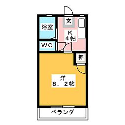 クレール二村 1Kの間取図画像