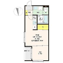 T.M.Apartment 1LDKの間取図画像