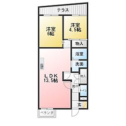 ウイングヒルズ 2LDKの間取図画像