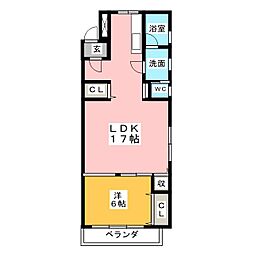 花池マンション 1LDKの間取図画像