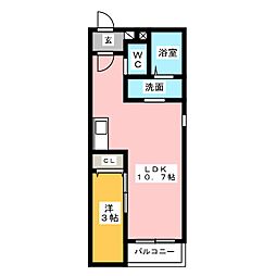 WarrenMaedanishi1 1LDKの間取図画像