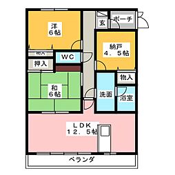 グランドヒルズ供米田1番館 3LDKの間取図画像