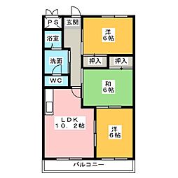 HKハイツ 3LDKの間取図画像