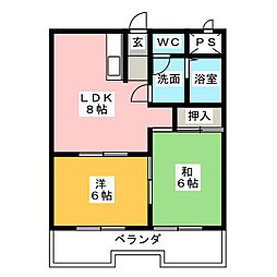 カサ松下 2LDKの間取図画像