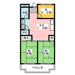 ユーハウスゆたか台 3DKの間取図画像