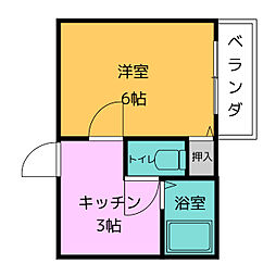 シャトル八田 1Kの間取図画像