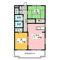 グレイスマンション1 2LDKの間取図画像