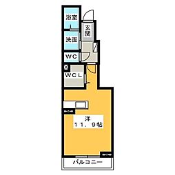 グレイスRyu ワンルームの間取図画像