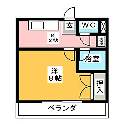 マンションブリッジ88 1Kの間取図画像