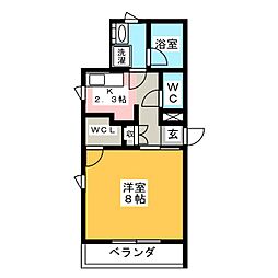 シャーメゾン八田 1Kの間取図画像