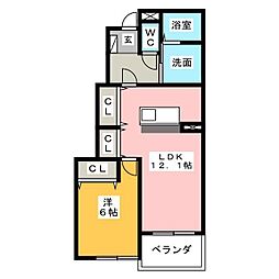 ローレル 1LDKの間取図画像