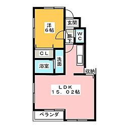 アンプルールリーブルゴールドクレスト 1LDKの間取図画像