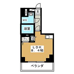 リベール名駅南 10階ワンルームの間取り