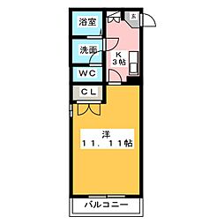 桂山サコウハイツV 2階1Kの間取り