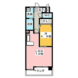 サンモール新道 9階1LDKの間取り