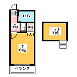 カーサ栄生 1Kの間取図画像