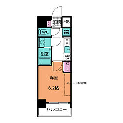 プレサンス名古屋ルクソリア 8階1Kの間取り