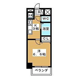 プレサンス名古屋ＳＴＡＴＩＯＮアブソリュート 7階1Kの間取り