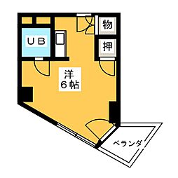 ベルモア堀詰 6階ワンルームの間取り