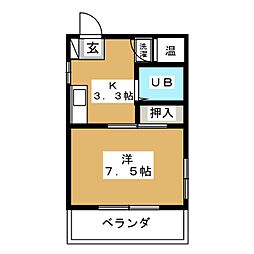 アリスハイツ 3階1Kの間取り