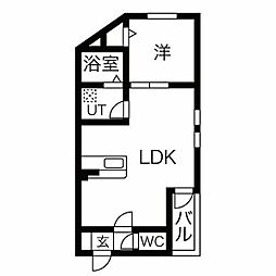 DEVELD栄生　WEST 3階1LDKの間取り