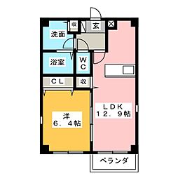 ＬＵＣＥII 2階1LDKの間取り