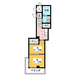 Ｂ’ｓ117　North 4階2Kの間取り