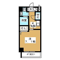グリシーヌ名駅 1Kの間取図画像