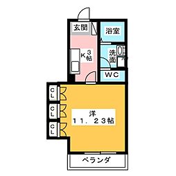 桂山サコウハイツfive 1Kの間取図画像
