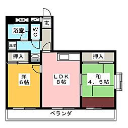 シャトー丸の内 2LDKの間取図画像