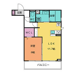 ルヴィータ栄生 1LDKの間取図画像