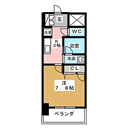 ロンドヴェルチュ白川公園 1Kの間取図画像