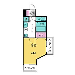 プレサンス名古屋城前 1Kの間取図画像