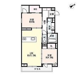 極稀(ごくまれ) 2LDKの間取図画像