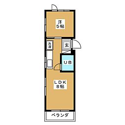 浅井コーポ2 1LDKの間取図画像