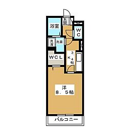 太閤アイサンメゾン 1Kの間取図画像