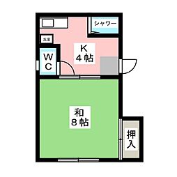 中村アパート 1Kの間取図画像