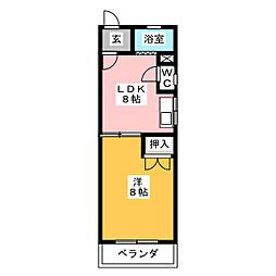 コーポ小沢 3階1LDKの間取り