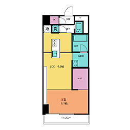 SK BUILDING-901 7階1LDKの間取り