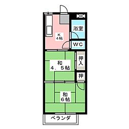 美津乃マンション 4階2Kの間取り