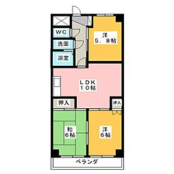 ロイヤルシティきくや 5階3LDKの間取り