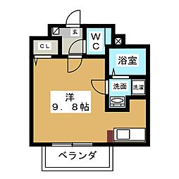 Cherim本陣高道町 1階ワンルームの間取り